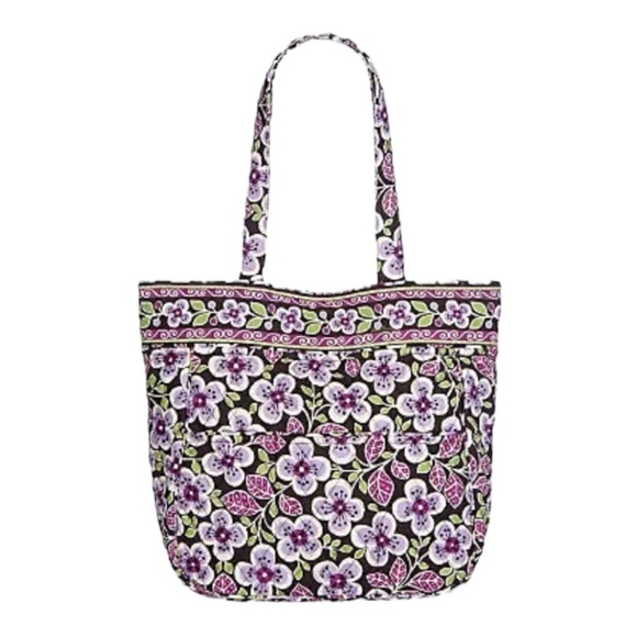Vera Bradley Handbags - Vera Bradley Signature Print 3 Pocket Tote in Plum Petals